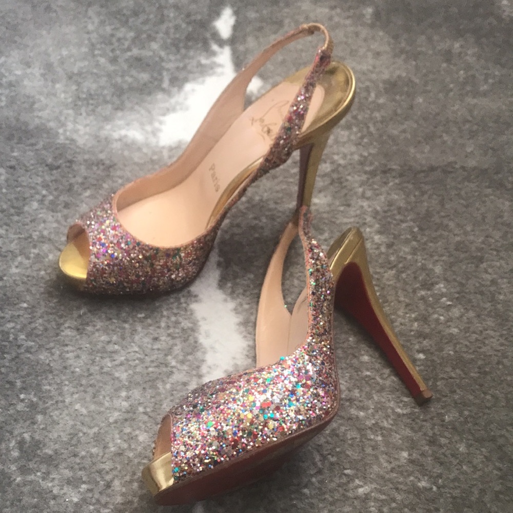 Christian Louboutin Glitter Slingback Heels